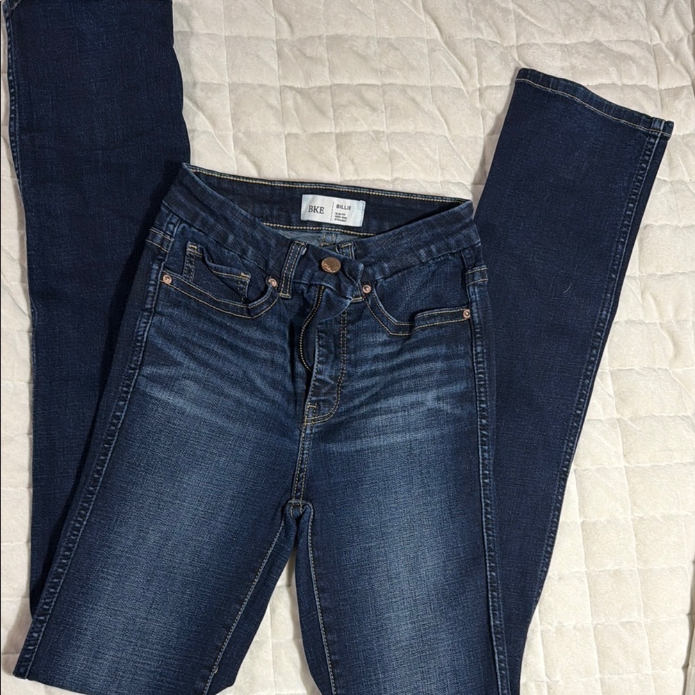 BKE Dark Blue Mid-Rise Skinny Jeans